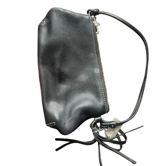 COACH BLACK LEATHER WRISTLET ZIP COIN/WALLET PURSE - Picture 2 of 2